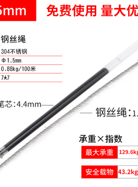 .不锈钢钢丝绳1 1.5 2 3 4 5 6Lmm超细软钢丝线晾衣绳子.