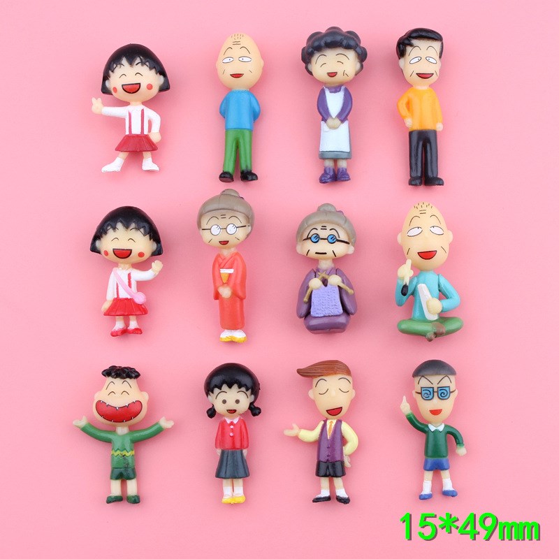 小丸子一家人diy钥匙扣挂r件 diy模型手办蛋糕装饰 diy奶油手机壳