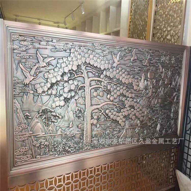 铝板雕刻 浮雕电镀古铜拉丝 装饰雕花图案 烤漆 做旧铜门牌