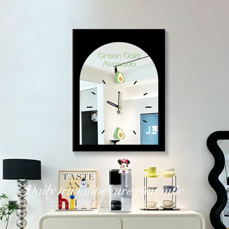 黑白高级桌面镜子装饰画小众艺术卧室床头钟表挂画玄关柜镜面摆画,家居饰品,镜面画,淘宝优惠券,粉丝福利购,淘宝优惠卷