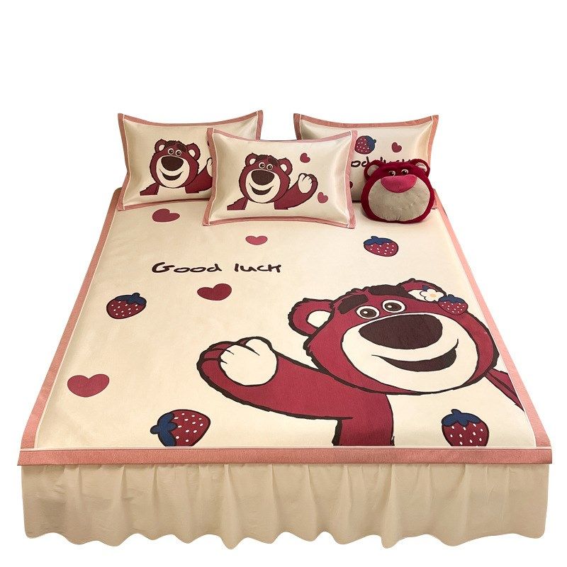 夏季A类卡通冰丝凉席三件套 少儿学生宿舍空调软席子可水洗冰藤席,床上用品,冰丝席,淘宝优惠券,粉丝福利购,淘宝优惠卷