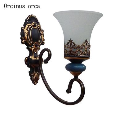 厂家American country ceramic  wall lamp living room backgrou