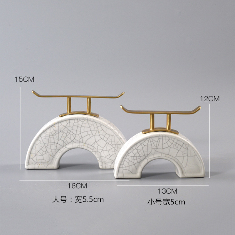 新中式现代简约复古m陶瓷摆件创意家居电视柜软装工艺饰品玄关摆