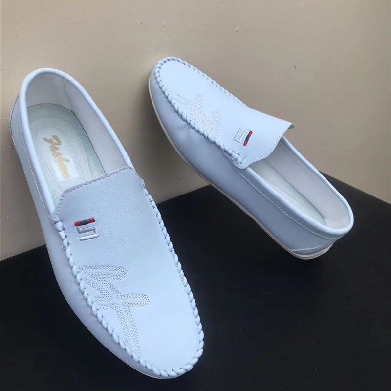 白色豆豆鞋男懒人鞋夏季鞋子男韩版英伦软皮男士驾车鞋休闲小皮鞋,流行男鞋,乐福鞋（豆豆鞋）,淘宝优惠券,粉丝福利购,淘宝优惠卷
