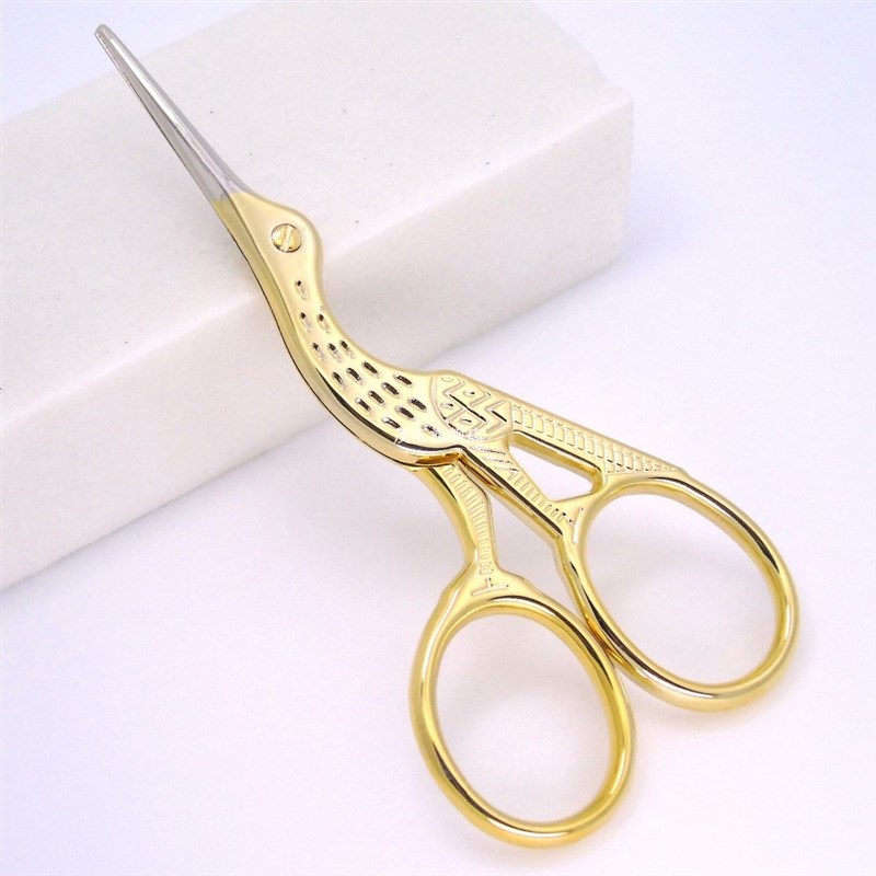 厂家1Pc Retro Classic Gold Stork Sewing Scissors Trimming Cr 五金/工具 塑料板 原图主图