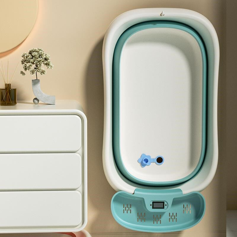 折叠洗澡盆带新款托盘折叠洗澡盆婴儿洗澡盆大号浴桶浴盆坐躺小孩