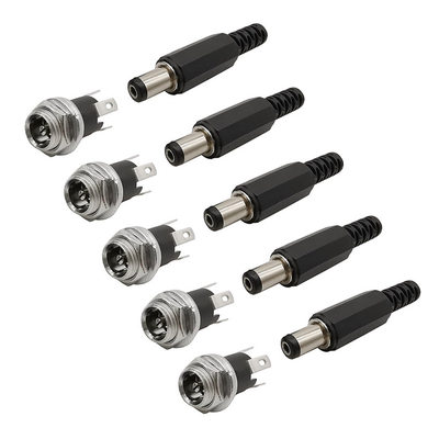 推荐5Pair 5.5 x 2.1 mm DC Power Male Plug + Metal Female Pan