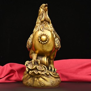 宝母鸡 金鸡送福黄铜大公鸡摆件金钱生肖鸡组客厅办公室生财有道元