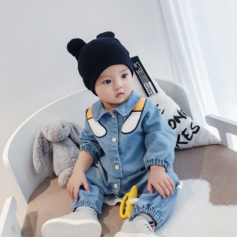 男婴儿牛仔连体衣服外穿秋季外出服宝宝春秋秋装套装秋款洋气一岁