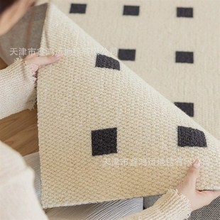 新西兰羊毛编织地毯法式 新品 轻奢奶油风高K级感格子卧室客厅沙发