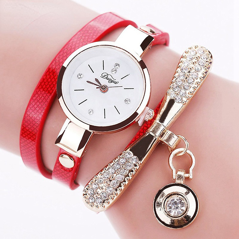 推荐Duoya Brand Bracelet Watches For Women Luxury Gold Cryst
