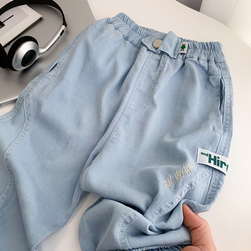 男童薄款夏季牛仔长裤帅气儿童柔软透气防蚊裤小童宽松束脚裤