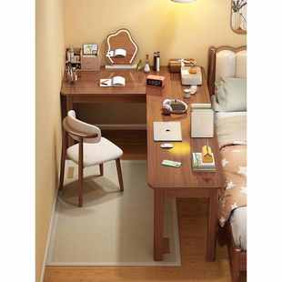 实木转角书桌梳妆台一体桌子小户型卧室L型拐角电脑桌学生学习