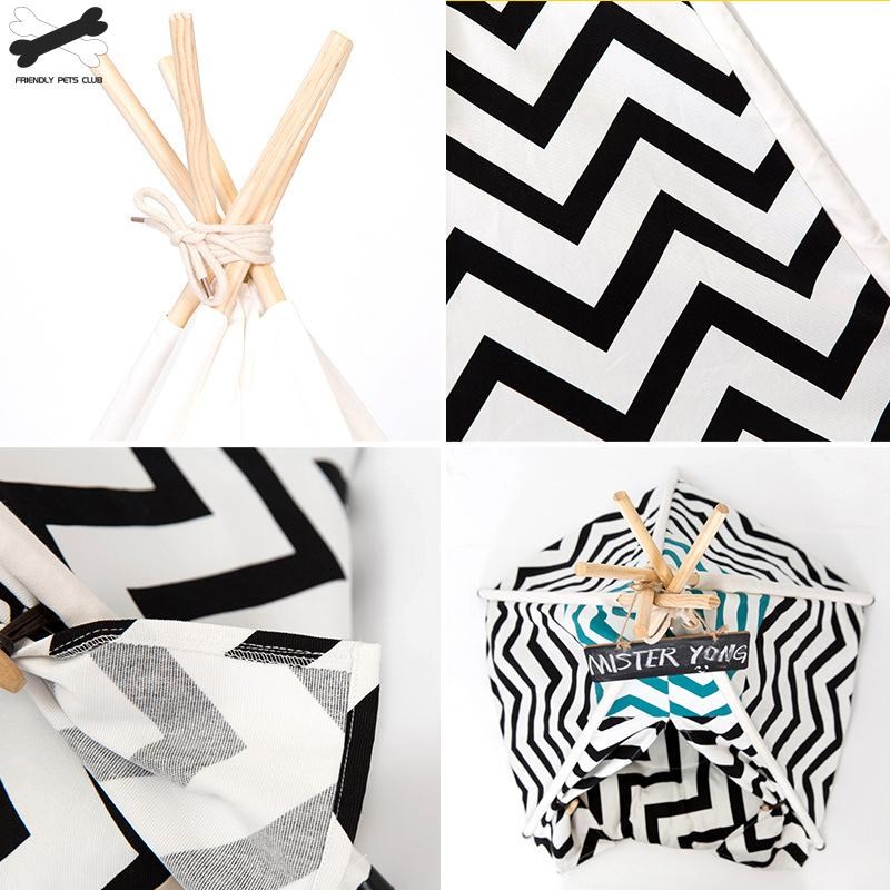 新品pet tent house cat bed portable teepee with thick cushio