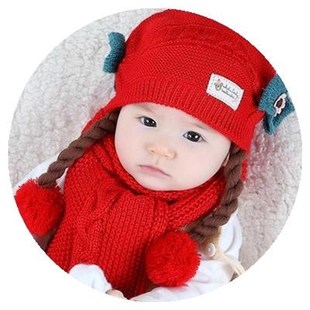 新款0-1岁半女宝宝5帽子3小孩7围巾4到6个月男婴儿9冬季12秋冬套