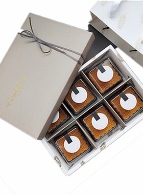 灰色6粒冰皮流心月饼包装盒 雪花酥牛轧K糖礼盒创意雪媚娘蛋黄酥