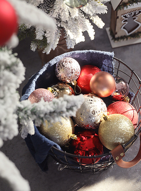 圣诞装饰球吊球6CmM8cm吊球圆圣诞树装饰彩球布置道具圣诞节装饰