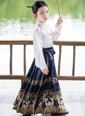 新款秋冬汉服女童2023儿童马面裙套装中L国风古装大童超仙唐装裙