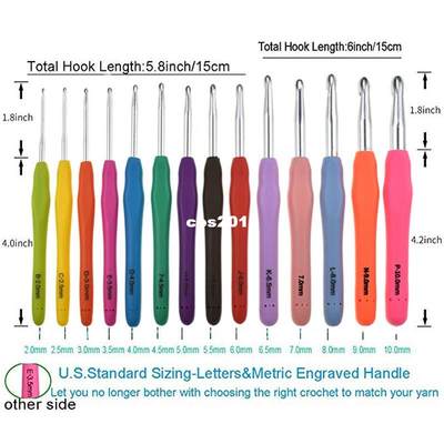 极速Multifunction Crochet Hook Set 14 Sizes Ergonomic Grip C