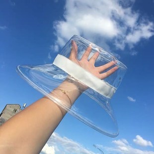 。下雨天带的帽子防水户外防雨女骑行塑料。男透明2022网红挡雨帽