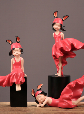 北欧创意可爱小红帽摆件家居客厅卧室样板间桌面摆设结婚生日礼物