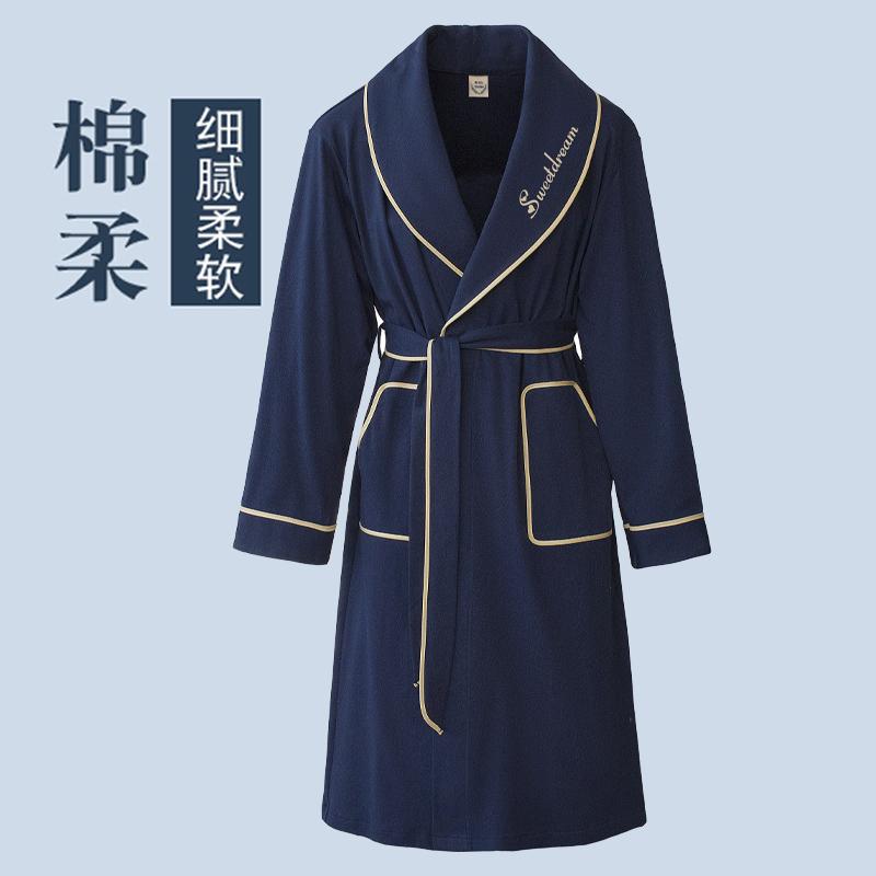 睡袍男士春秋款长袖新r款家居服夏天独特长款薄款大码睡衣男款