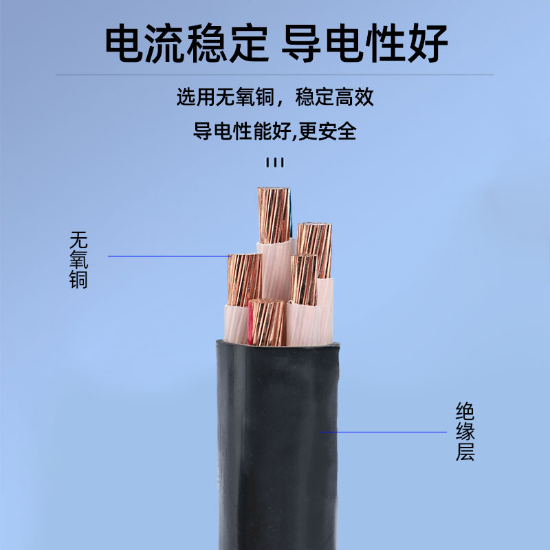 铜芯YJV电力电缆线2 3 4 5芯10 16 25 35平方三相四线工程电缆线