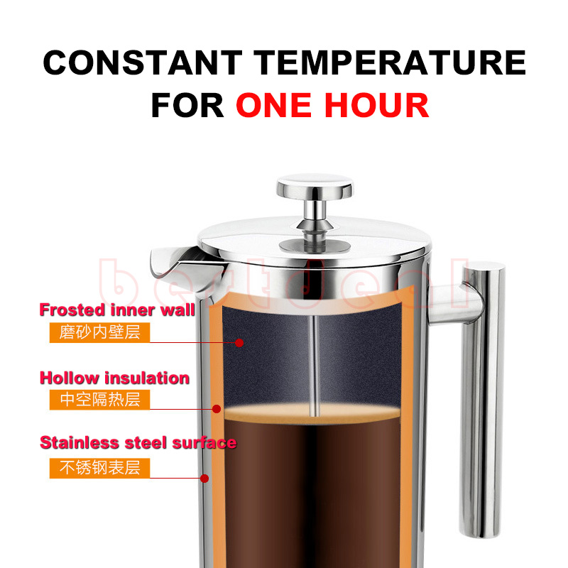 速发800ml Stainless Steel Coffee Pot French Press Coffee Mak