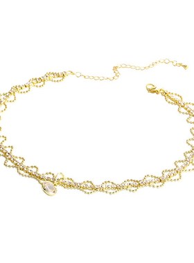 欧美复古法式浪漫蕾n丝闪钻锁骨链小众设计感颈链ins潮网红锁骨链