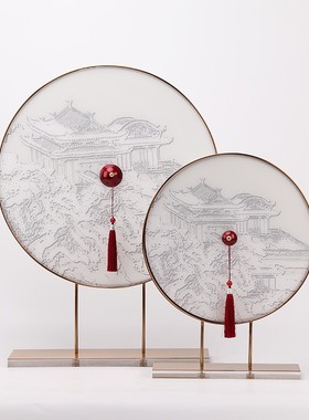 新中式创意铁艺亚克力p工艺品客厅电视柜玄关摆件酒店办公桌装饰