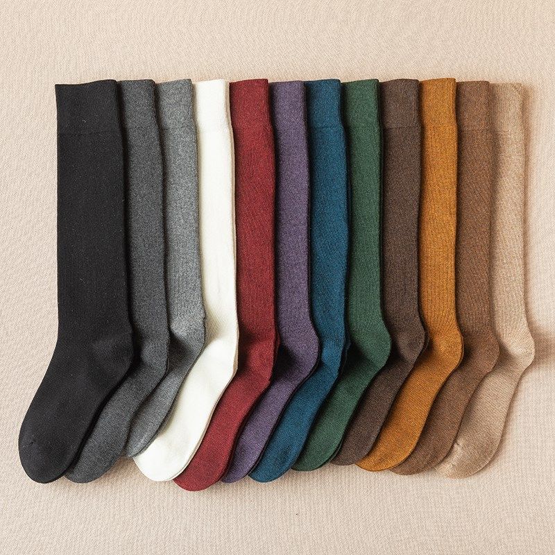 小腿袜女长袜中筒袜子全棉防冻长筒袜高筒秋冬季及膝黑色,女士内衣/男士内衣/家居服,长筒袜,淘宝优惠券,粉丝福利购,淘宝优惠卷