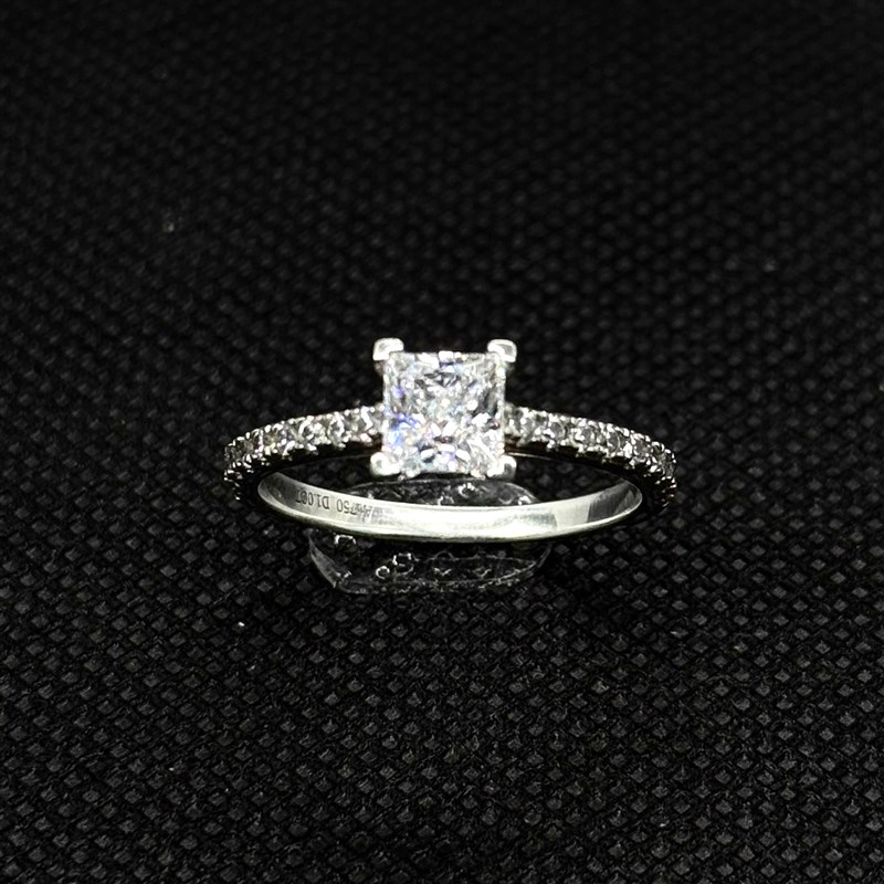 单排公主方一克拉方形戒指人工钻饰品钻戒时尚新款W豪华订婚戒指