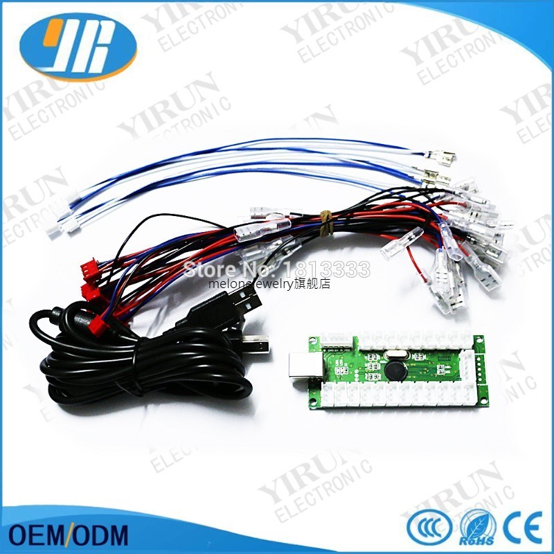 1 Player Encoder Board LEDw Push Buttons Wire Cables DIY Zer