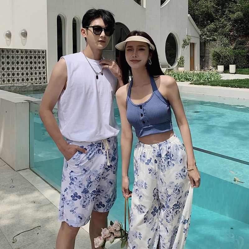 情侣泳衣分体三件套阔腿裤时尚长裤女显瘦男士沙滩裤大码泳装,运动/瑜伽/健身/球迷用品,情侣装泳衣,淘宝优惠券,粉丝福利购,淘宝优惠卷