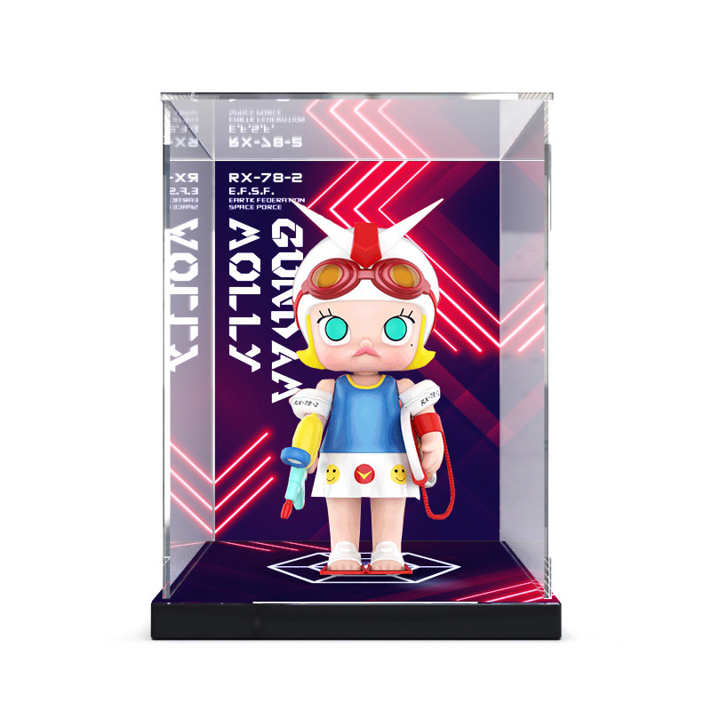 泡泡玛特展示盒molly茉莉高达限定bjd娃娃亚克力防尘罩收纳单人