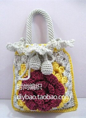 银灰色小花包 手工包 钩编包 线包
