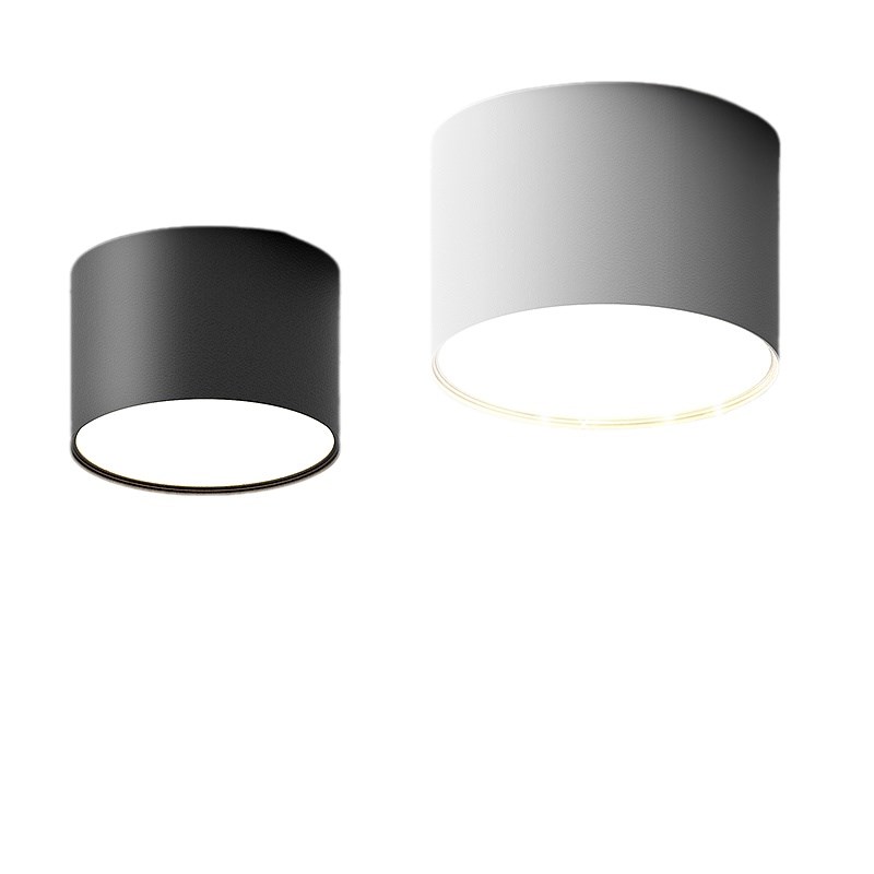 明装筒灯led圆形商用卧室走廊玄关过道黑色4寸12w免开孔客厅射灯