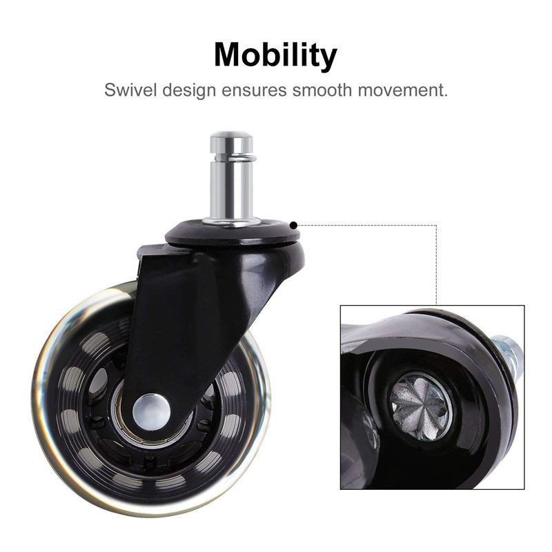 5PCS Office Chair Caster Wheels 2.5 Inch Swivel Rubber Caste