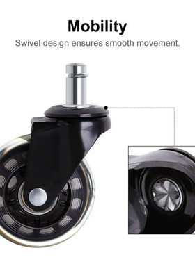 5PCS Office Chair Caster Wheels 2.5 Inch Swivel Rubber Caste