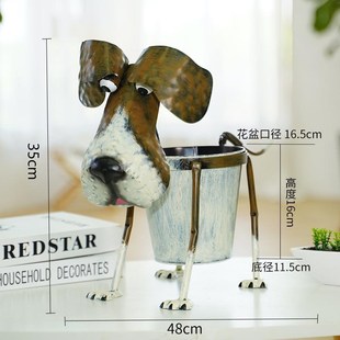 儿里凡创意铁艺网红动物多肉花盆北欧花器阳台摆件落地绿萝盆栽中