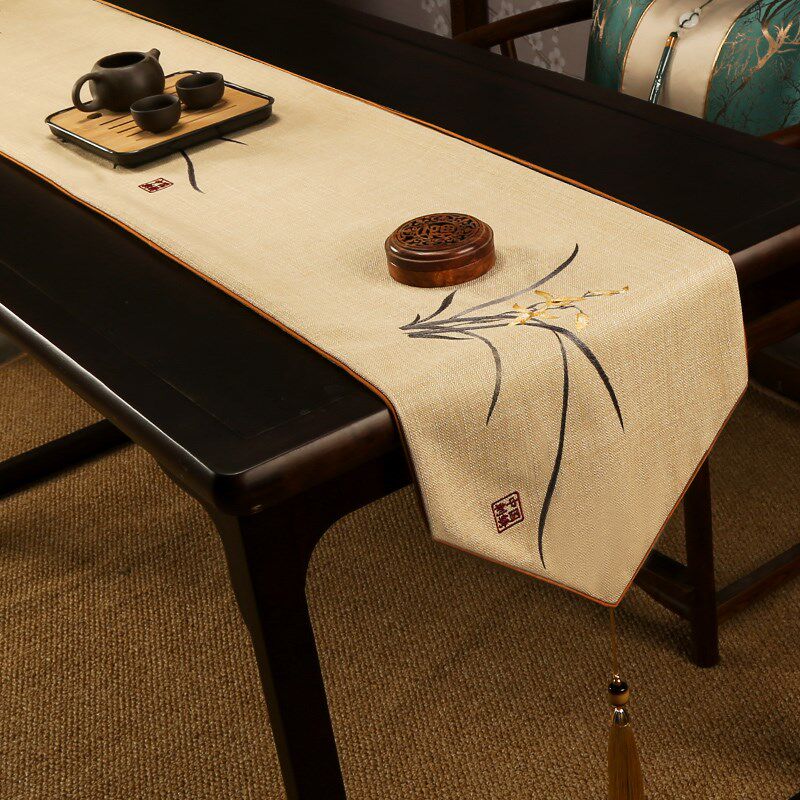 桌旗定制新中式现代简约茶旗古典茶几布餐桌布艺长条床旗茶桌垫布,居家布艺,桌旗,淘宝优惠券,粉丝福利购,淘宝优惠卷