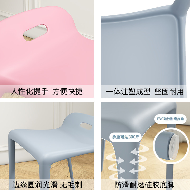 塑料凳子家用可叠放现代简约饭厅椅备用板凳商用胶凳靠背椅等位凳