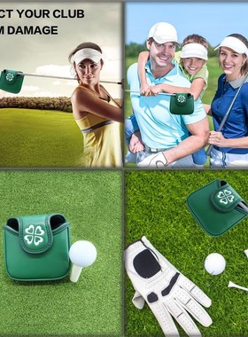 New Mallet Square Leather Golf Putter Head Cover with Magnet