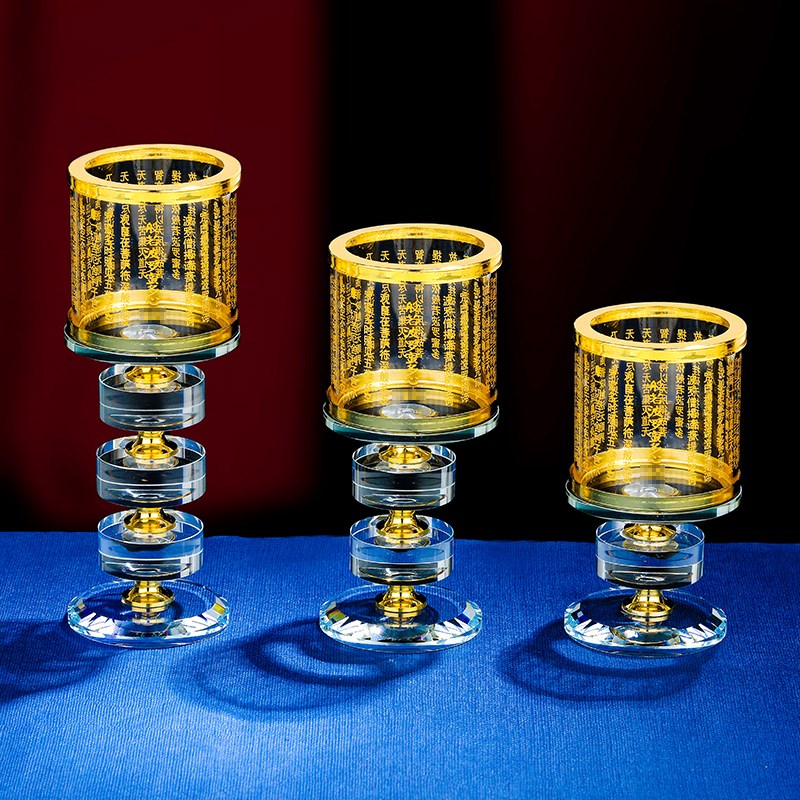 现货水晶b玻璃灯座大悲酥油烛台藏传供佛用品家用水晶灯座3款可选
