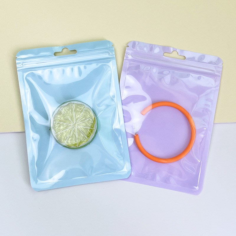 彩色阴阳自封袋马卡龙色骨袋饰品包装袋美妆品密封U口袋眉笔塑料