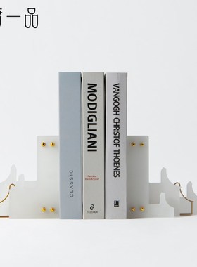 新中式创意亚克力徽派古建筑书挡摆件书房书柜办公室书靠软装饰品