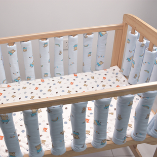 婴儿床通用护栏保护套防撞套纯棉花可机洗通风透光床围包裹围栏套