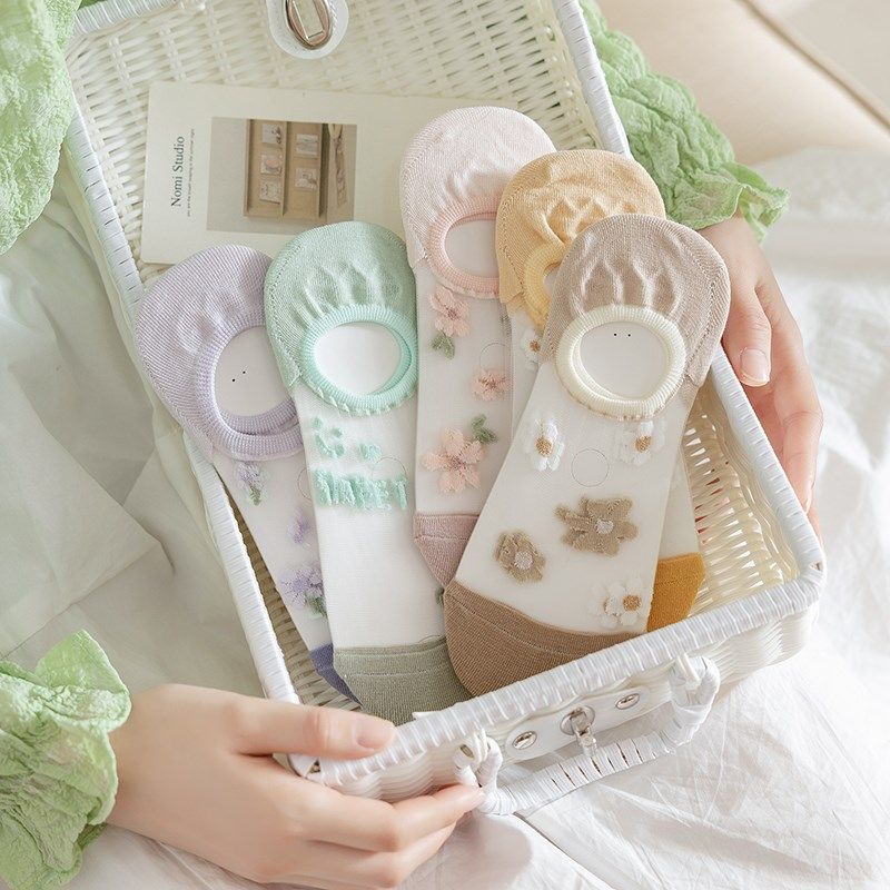 袜子女式春夏季透明水晶袜日系学生薄款短袜船袜硅胶防滑不掉跟,女士内衣/男士内衣/家居服,船袜,淘宝优惠券,粉丝福利购,淘宝优惠卷