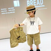 马甲T恤三件套夏款 2025新款 潮酷宽松薄款 男童工装 儿童宽松套装 潮