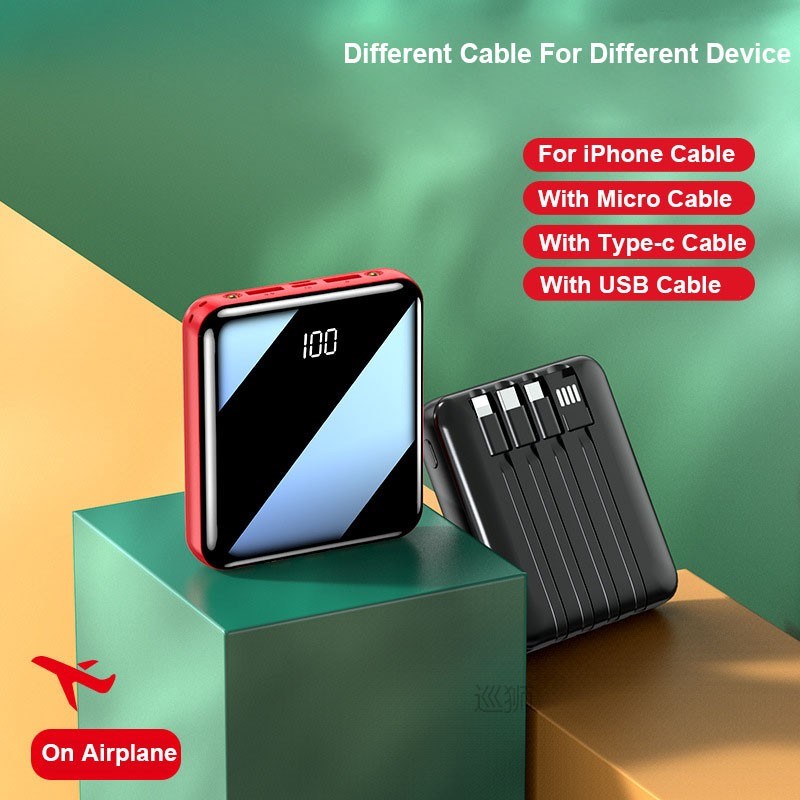 20000mAh Mini External Battery Power Bank Mirror Screen Digi
